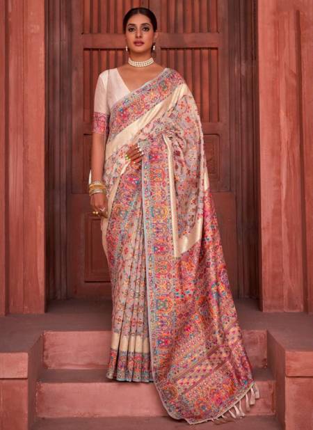 Cream Colour MANJULA AARADHYA 3 Heavy Wedding Wear Designer Silk Saree Collection 3275-E